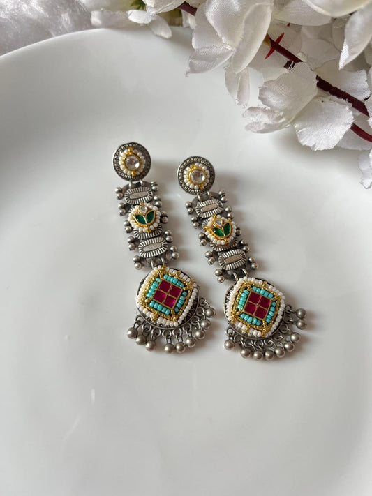 Boho Charm Oxidised Dangle Earrings