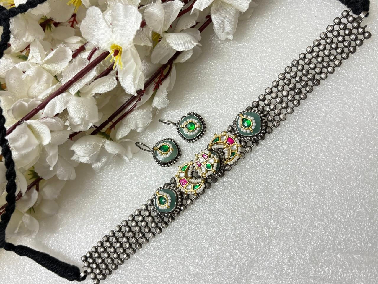 Traditional Kundan Necklace with Enamel Work