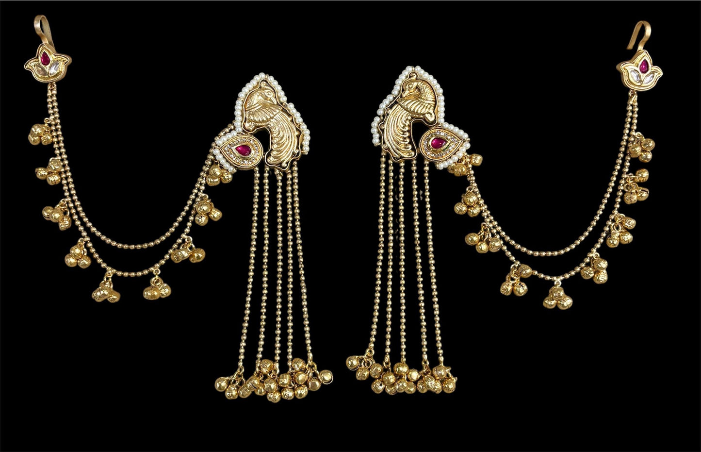 Royal Peacock Inspired Traditional Earrings with Chain Drop🦋🦋