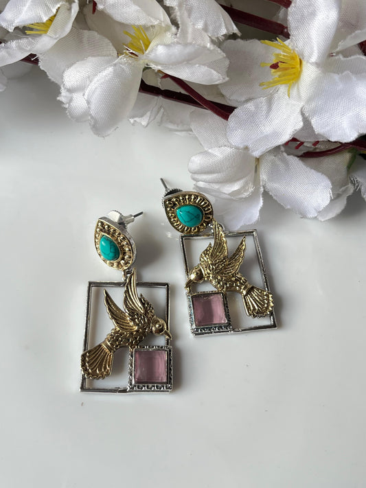 Artistic Bird Motif Statement Earrings