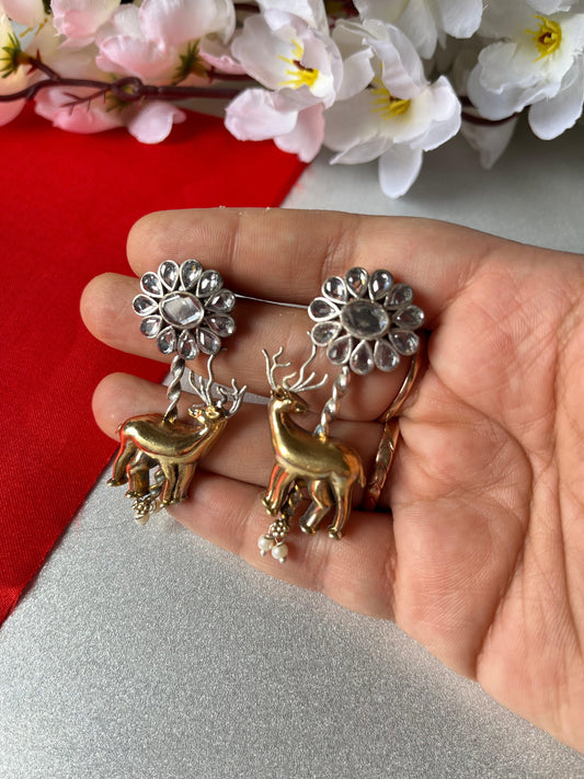 Royal white Stone Deer Drop Earrings