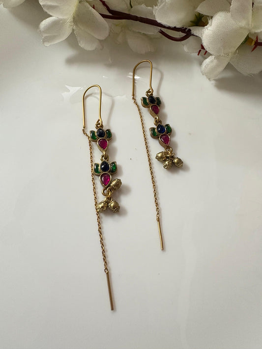 Royal Charm Kundan Drop Chain Earrings