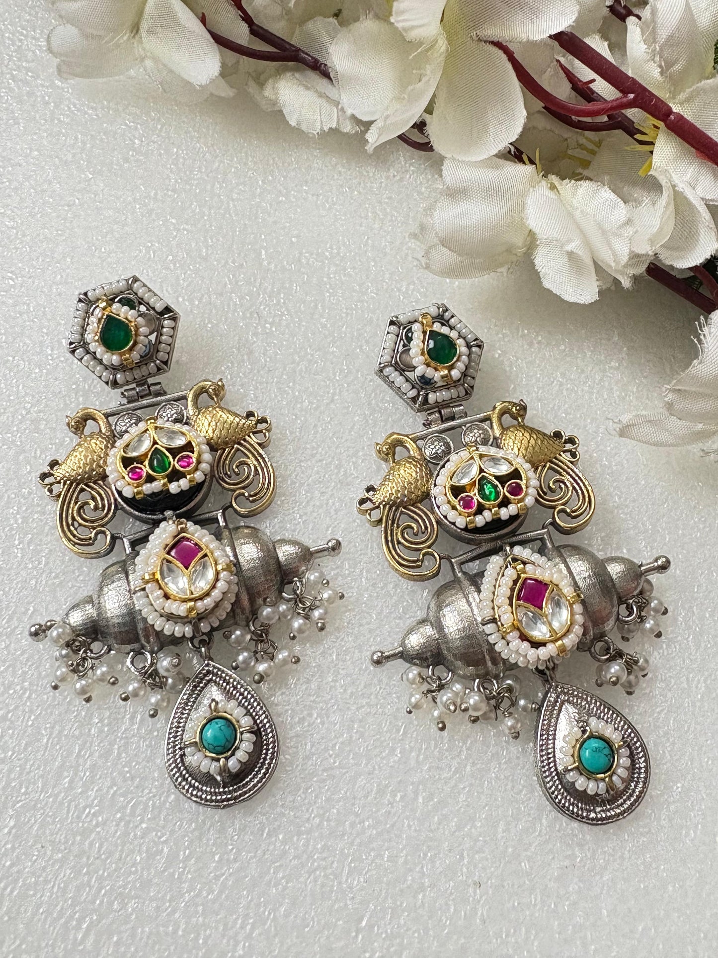 Best Seller – Royal Peacock Oxidized Earrings