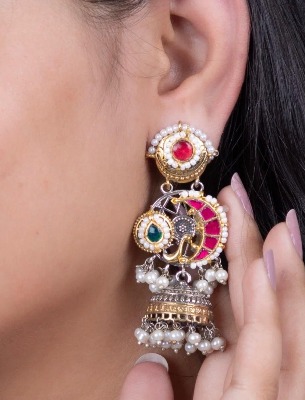 Royal Pearl Kundan Statement Earrings
