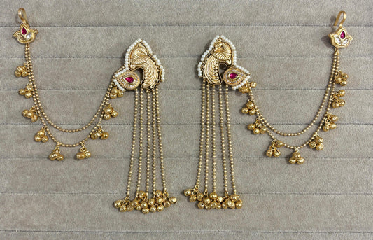 Royal Peacock Inspired Traditional Earrings with Chain Drop🦋🦋