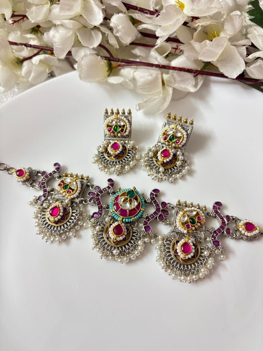 Rajwada Charm: Antique Oxidised Heritage Set🥰🥰