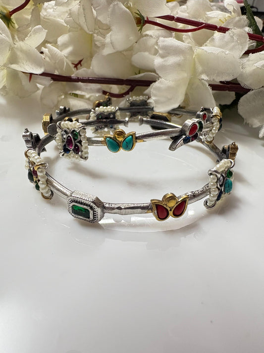 Premium Dual Tone Bird Charm Bangles