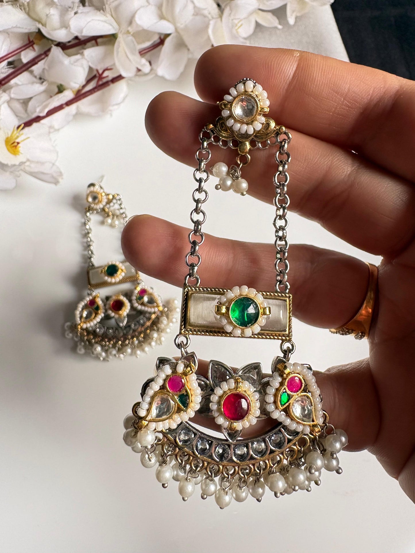 Pearl Drop Kundan Earrings – Timeless Elegance