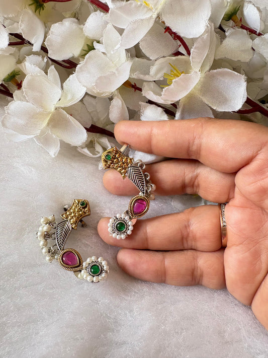 Vintage Charm Floral Oxidised Earcuffs