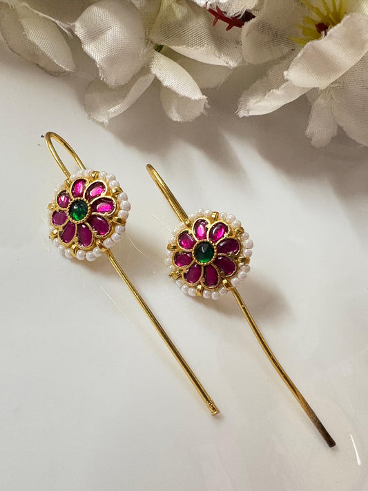 Floral Kundan Meenakari Earrings