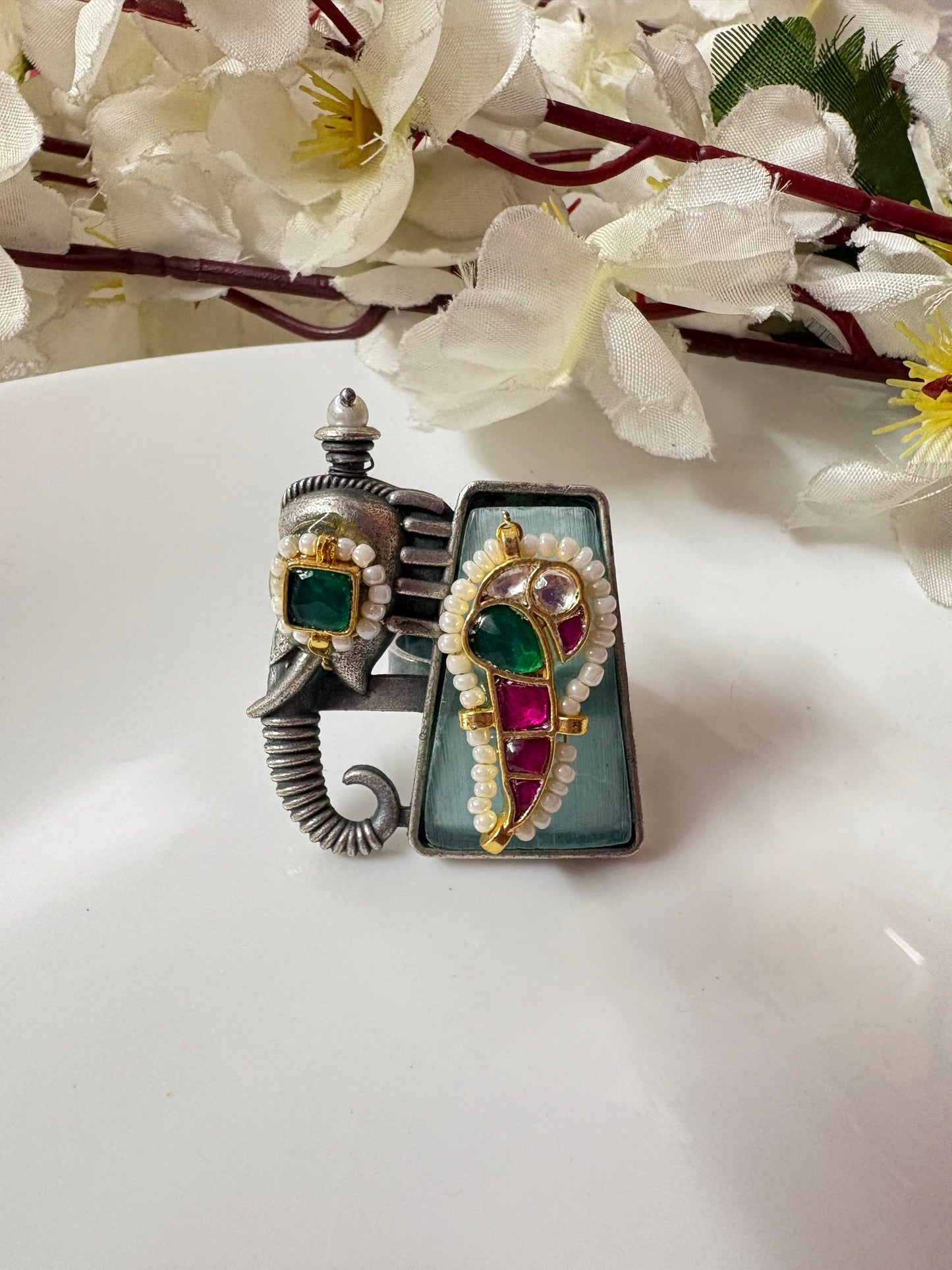 Handcrafted Meenakari Statement Ring