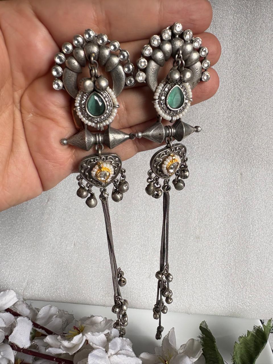 Royal Oxidised Statement Earrings