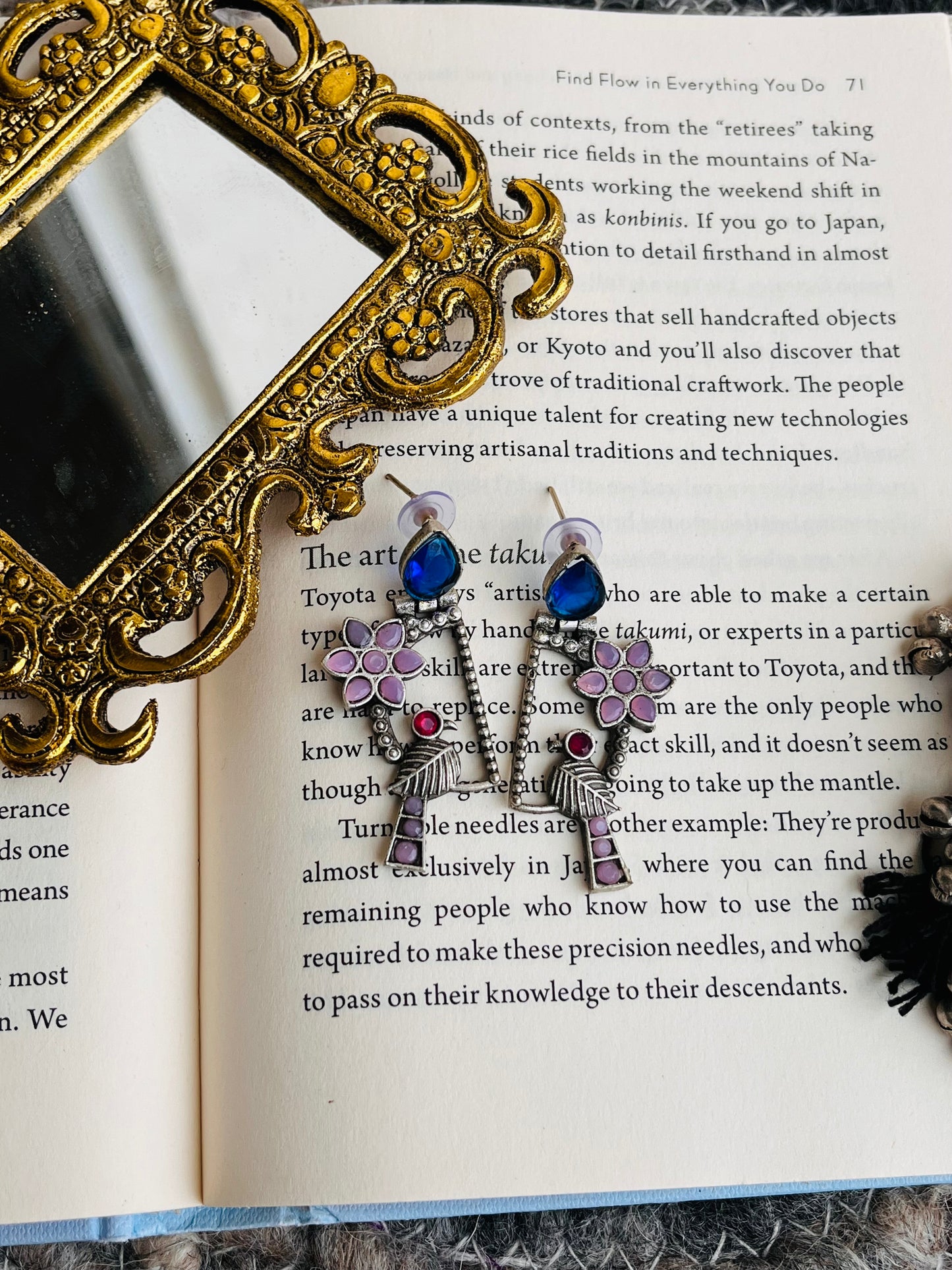Silver Plated Floral Studded And Beaded Earrings