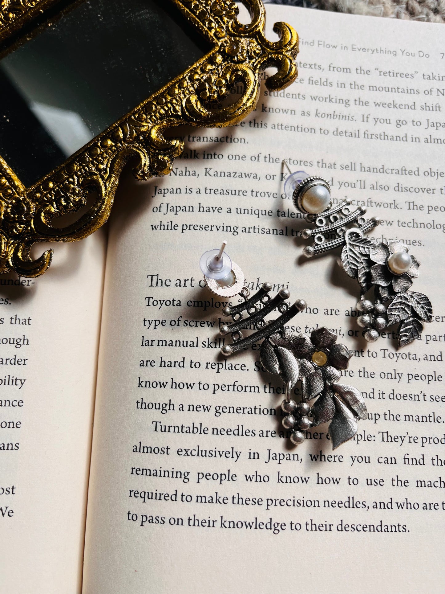 Silver Floral Earrings