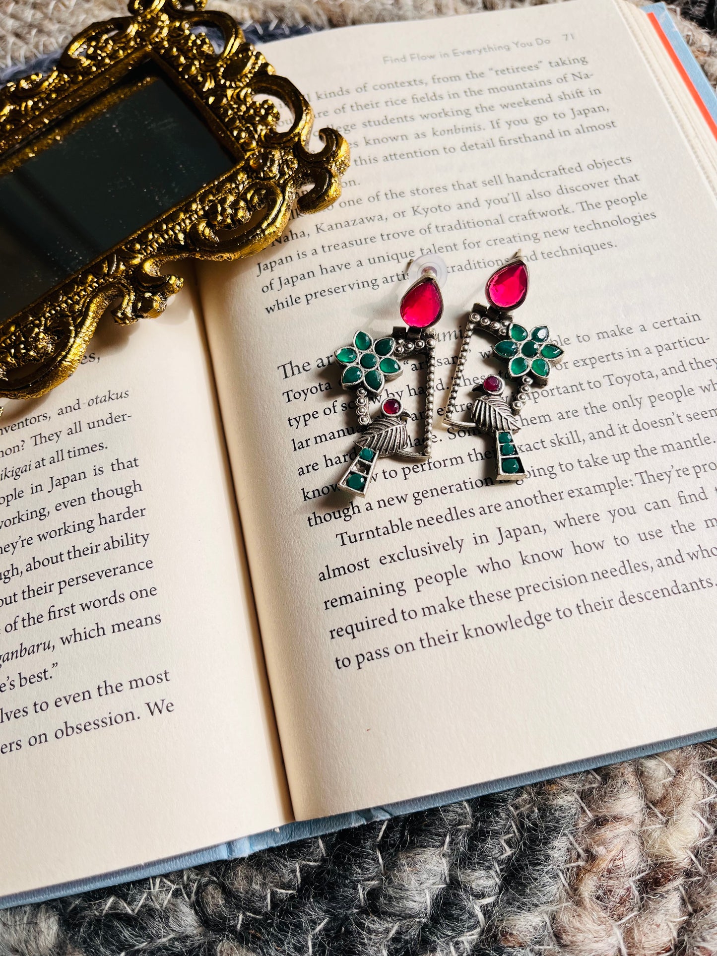 Silver Plated Floral Studded And Beaded Earrings