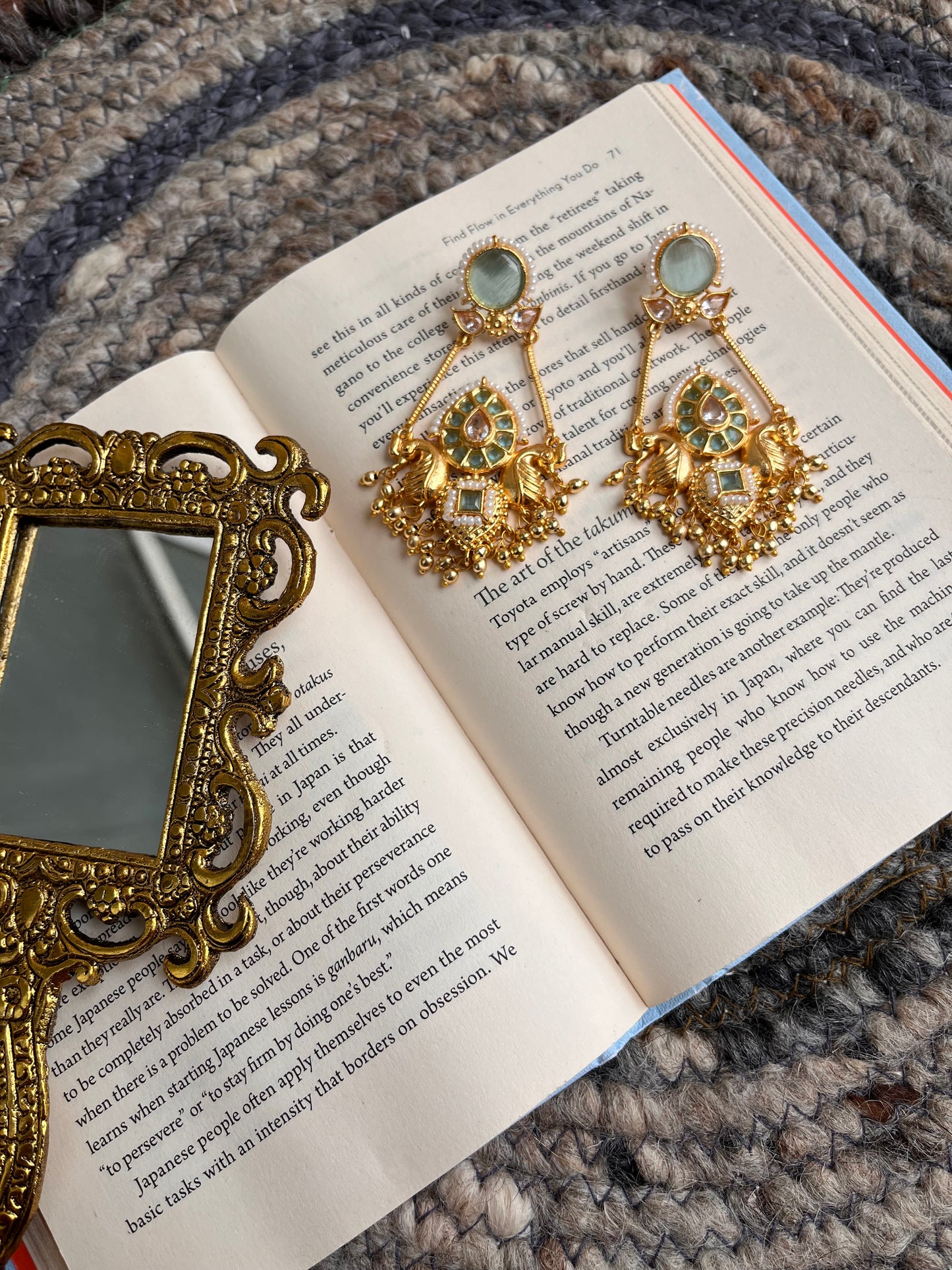 Sitara Charm: Kundan Dangler Earrings💙🌸💖