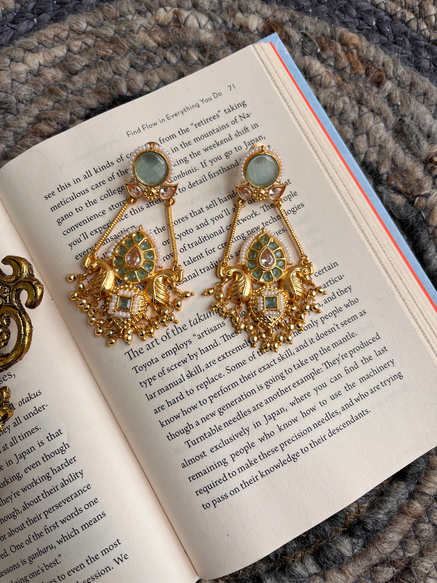 Sitara Charm: Kundan Dangler Earrings💙🌸💖