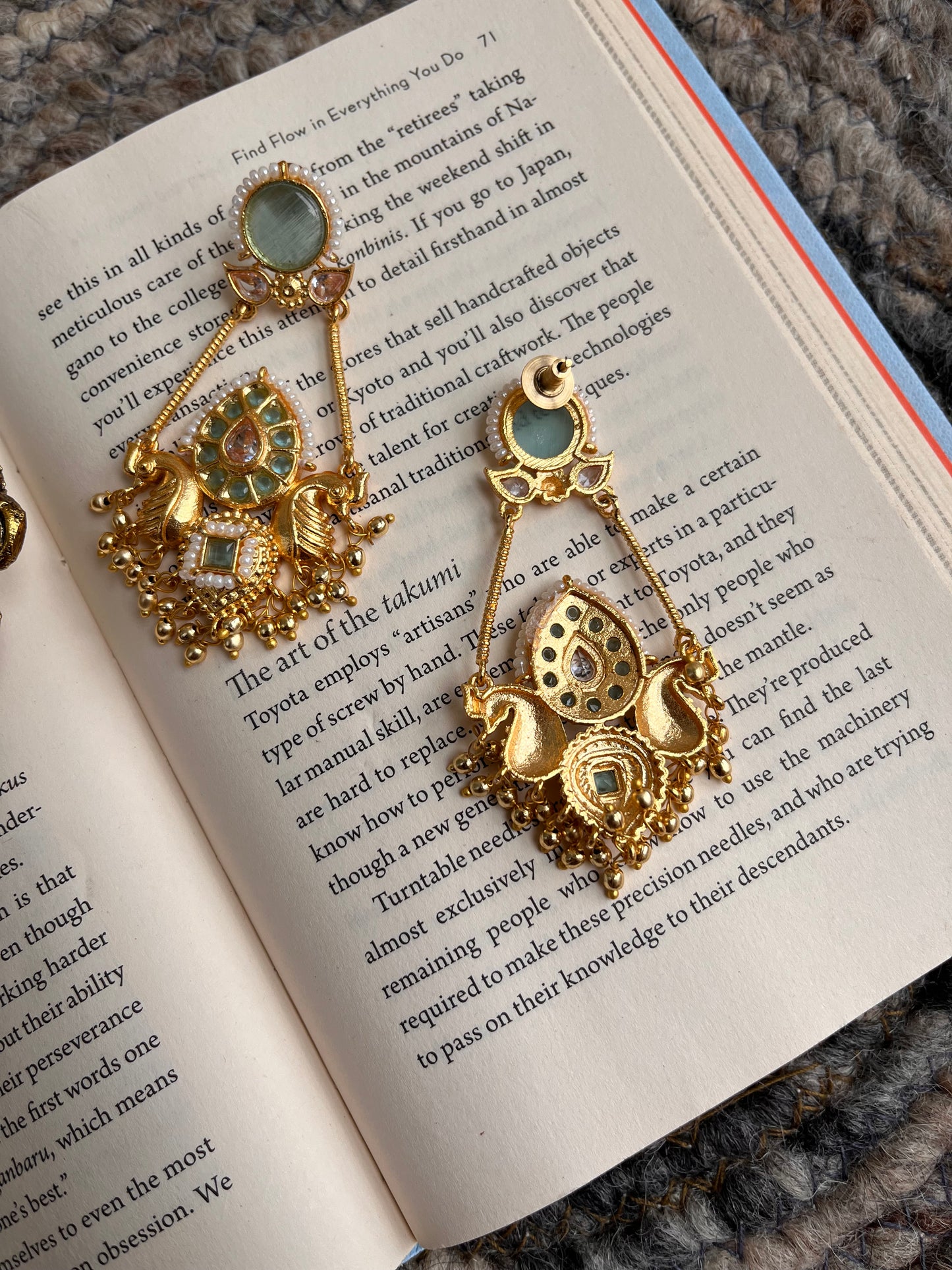 Sitara Charm: Kundan Dangler Earrings💙🌸💖
