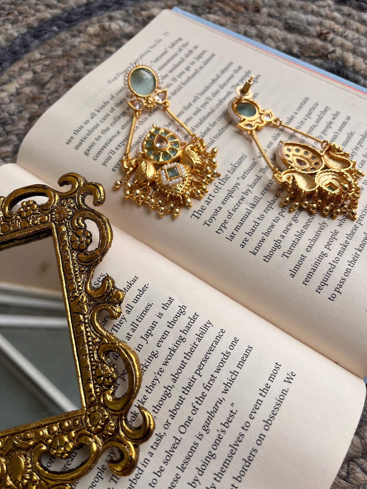 Sitara Charm: Kundan Dangler Earrings💙🌸💖