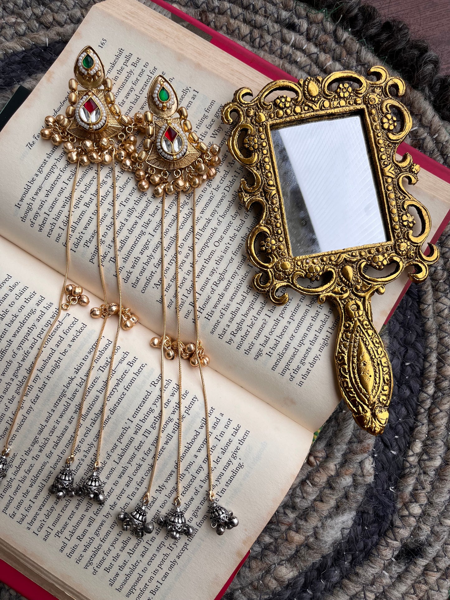 Handcrafted Kundan Earrings with Long Chains