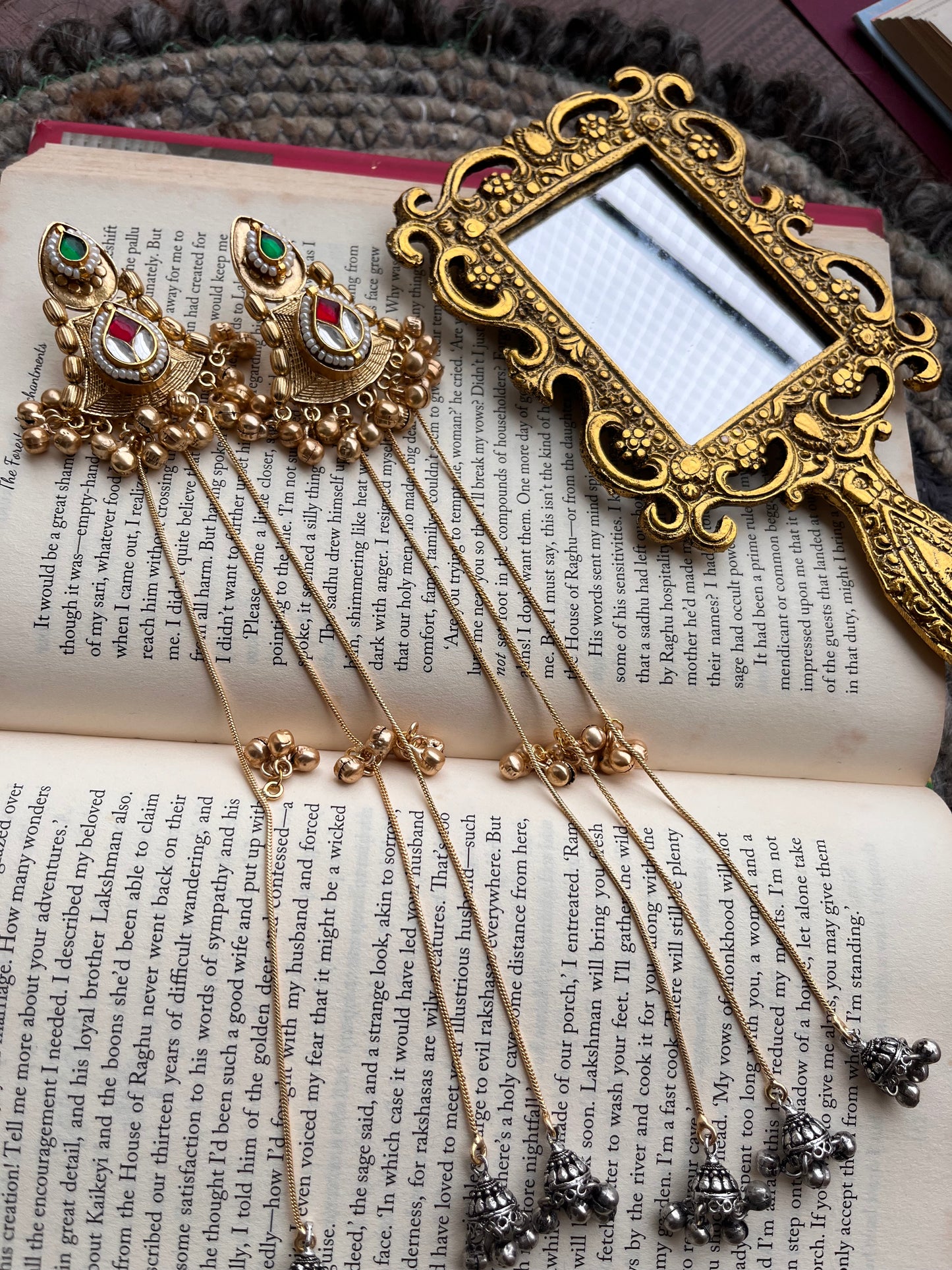 Handcrafted Kundan Earrings with Long Chains
