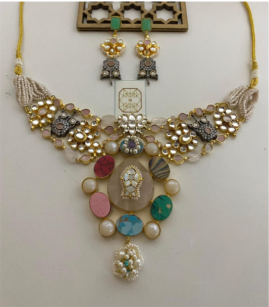 Royal Kundan & Multicolor Stone Necklace Set