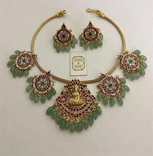 Traditional Lakshmi Kundan Necklace & Earrings Set