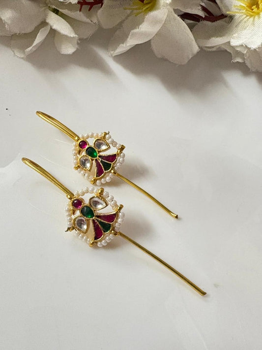 Royal Round Kundan Meenakari Earrings