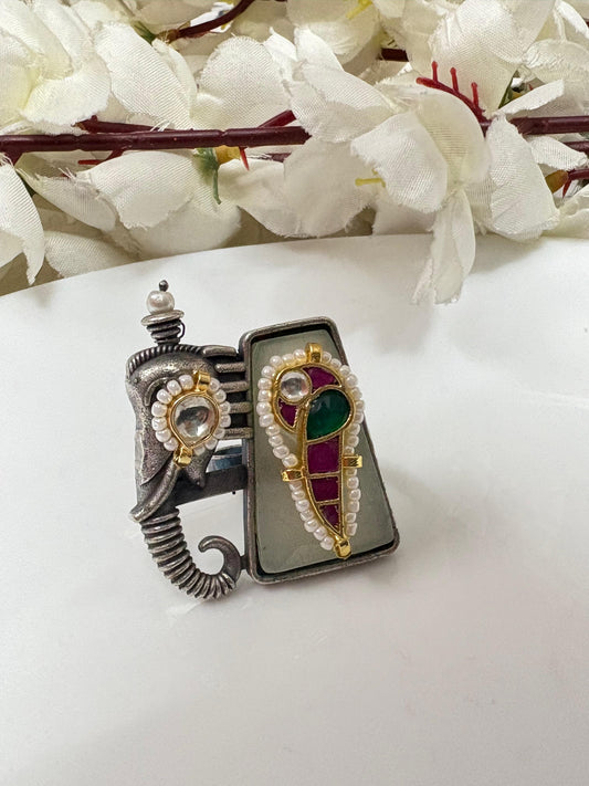 Handcrafted Enamel Meenakari Statement Ring