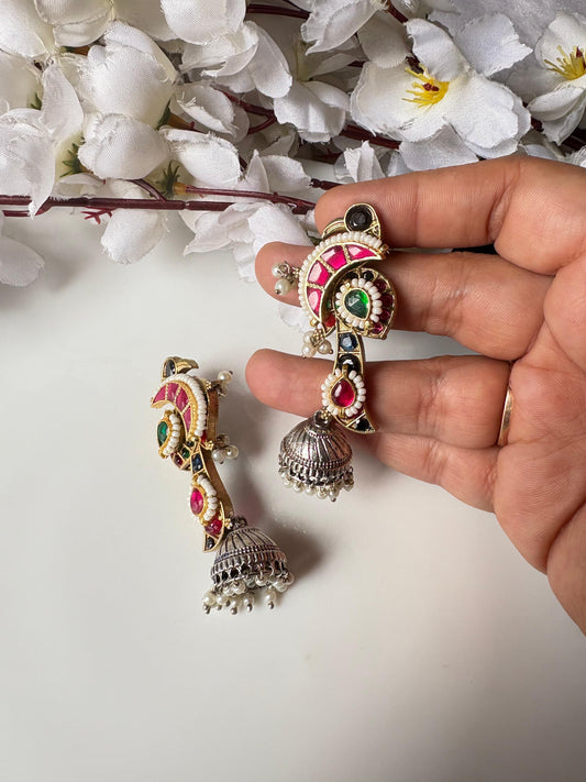 Royal Multi-Stone Jhumka Earrings