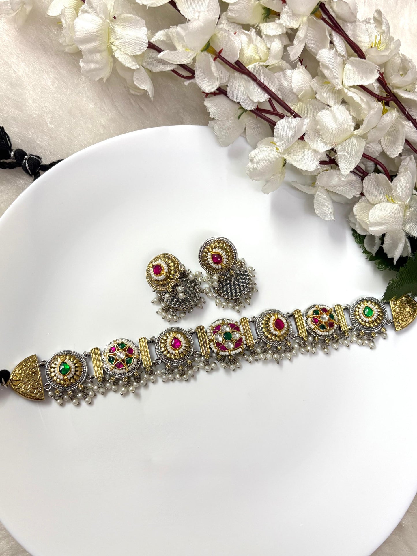 Kundan Fusion Choker Set with Earrings πππ«°π»