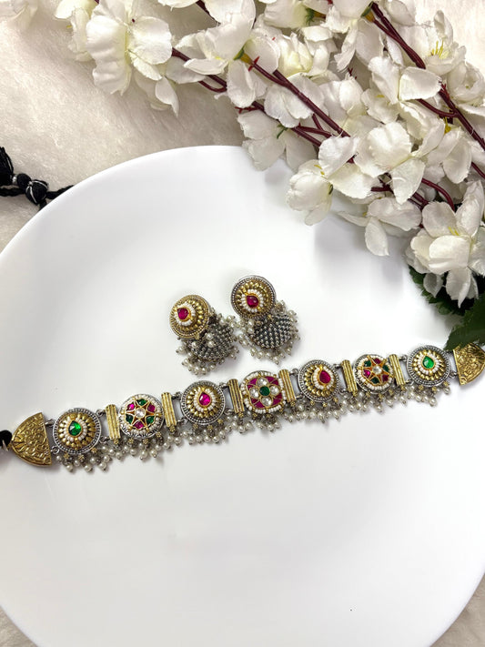 Kundan Fusion Choker Set with Earrings ๐๐๐ซฐ๐ป