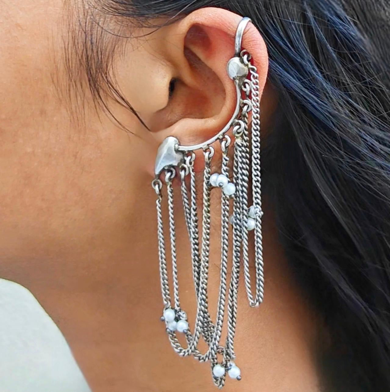 Boho Pearl Chain Earcuffs
