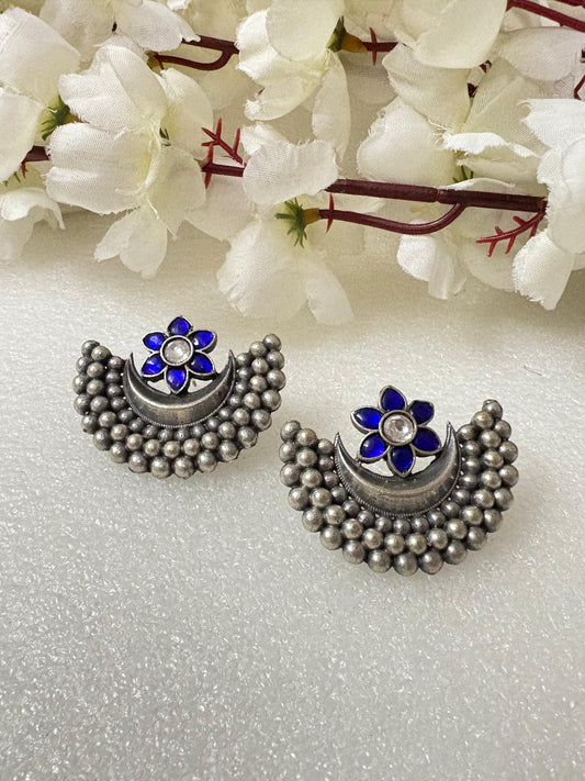 Half Moon Colorful  Oxidised Earrings