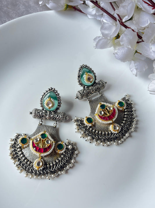 Ethnic Oxidised Chandbalis with Stones💖💖
