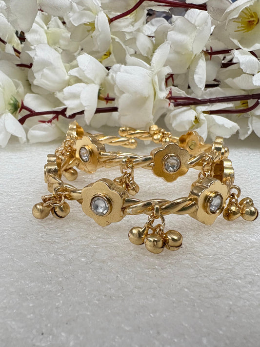 Traditional Flower Design Bangles with Ghungroo