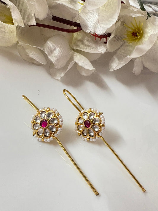 Floral Kundan Meenakari Earrings