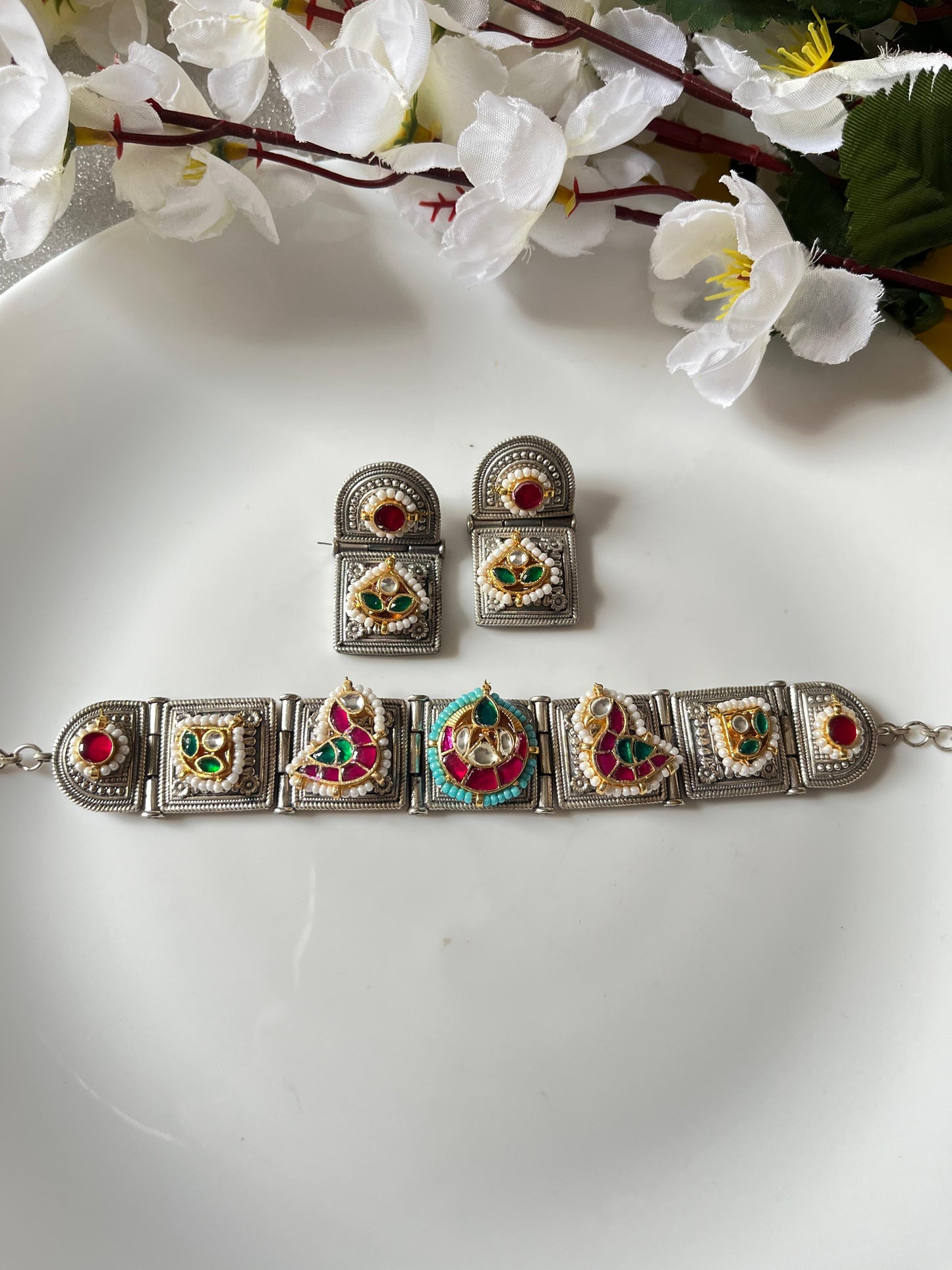 Traditional Meenakari Oxidised Necklace SetπΈπ¦ππ