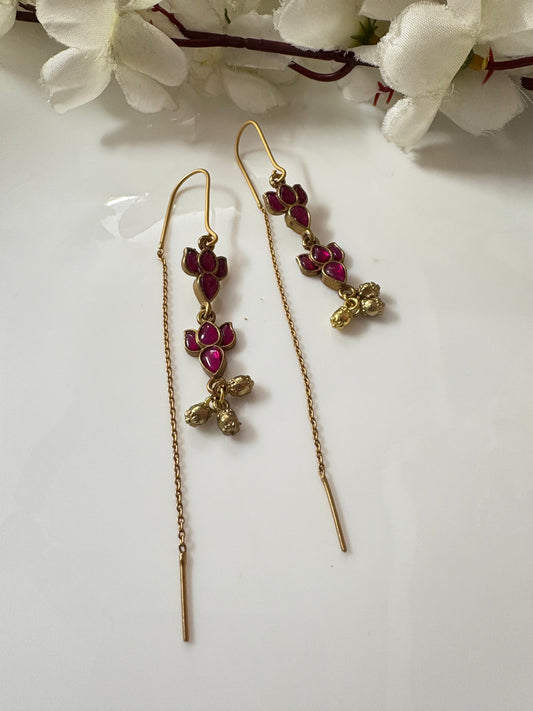 Royal Charm Kundan Drop Chain Earrings