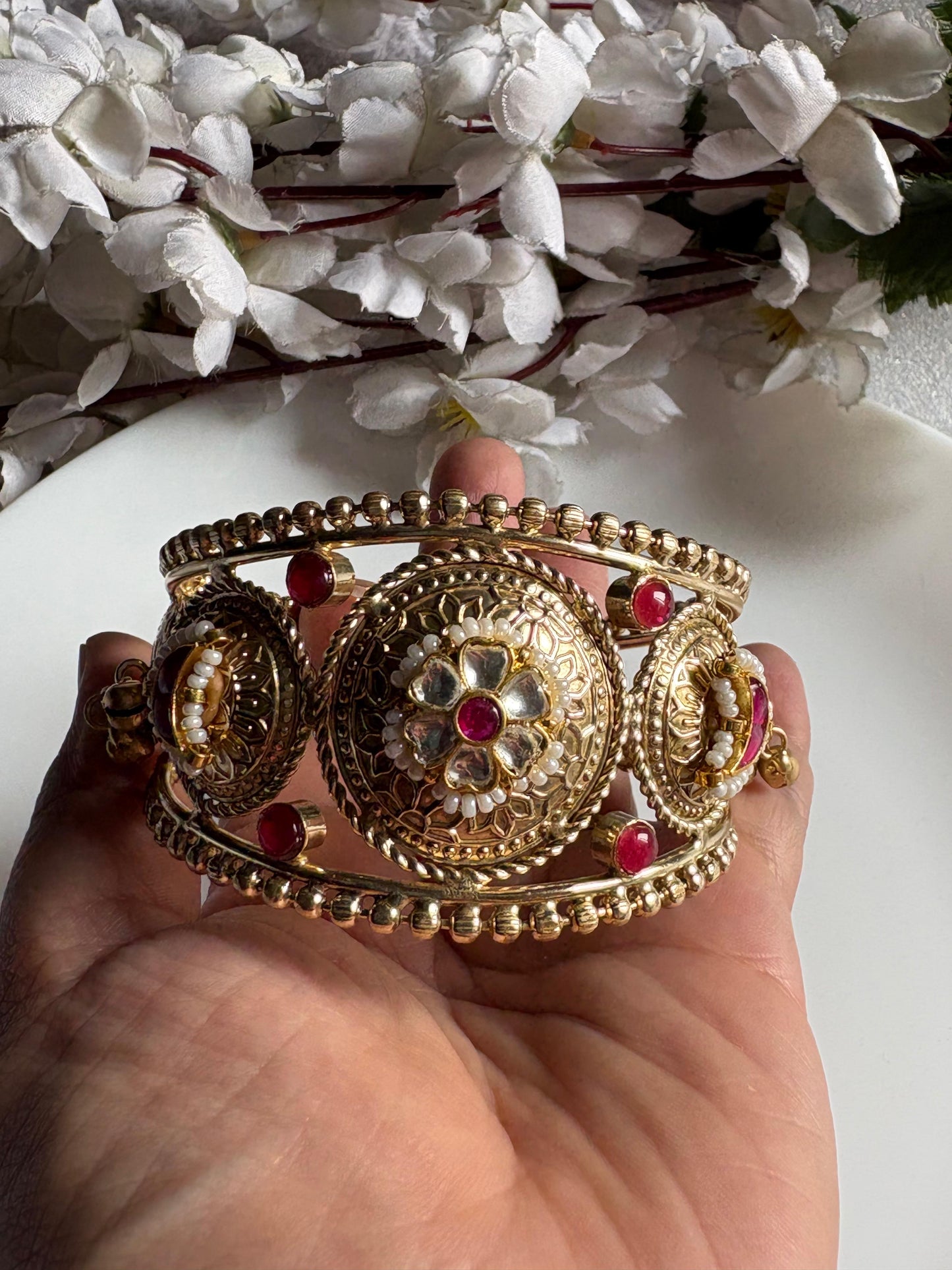 Traditional Polki Golden kundan handcuffs