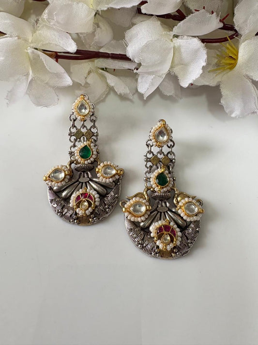 Ethnic Oxidised Drop Earrings