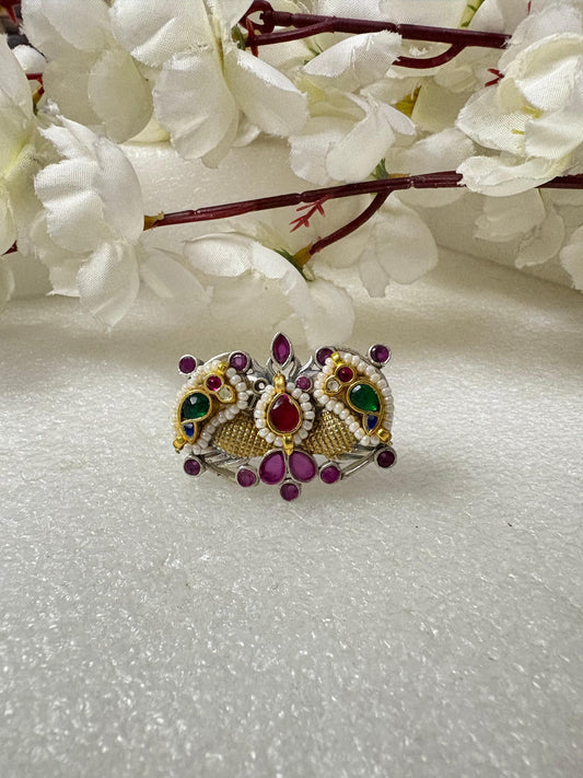 Elegant Polki Meenakari Ring