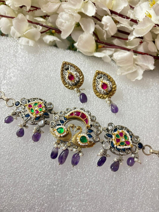 Royal Pearl & Kundan Oxidized Necklace