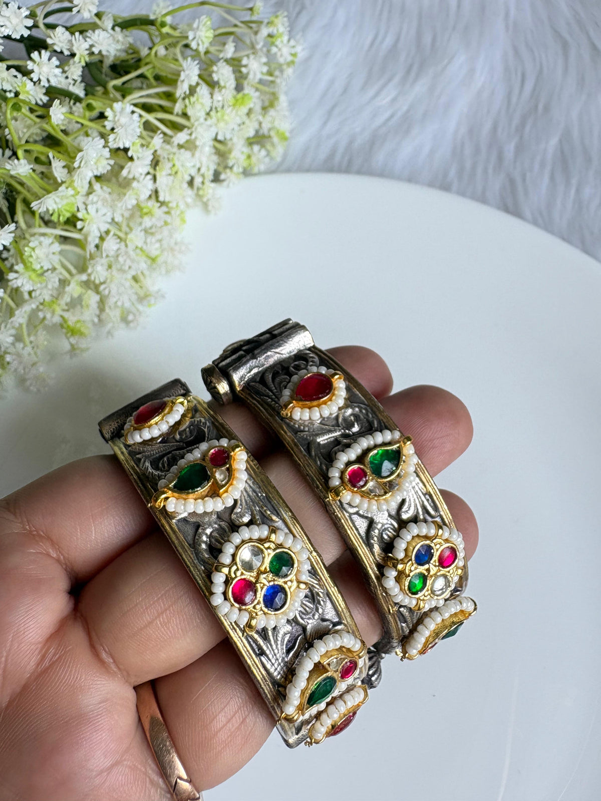 Royal KUNDAN FUSION OXIDISED KADA