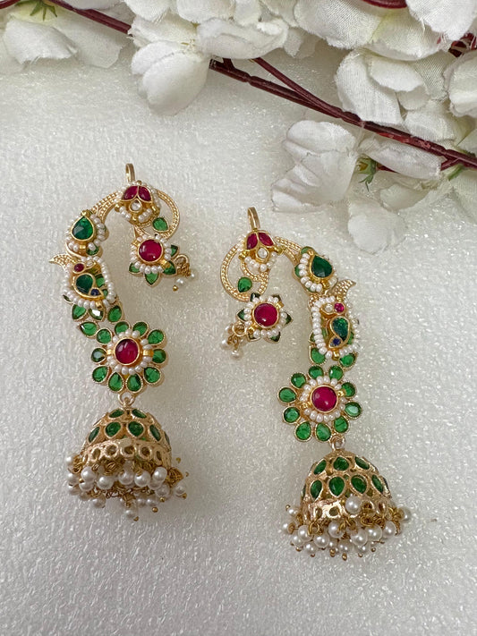 Vibrant Pachi Kundan Earrings