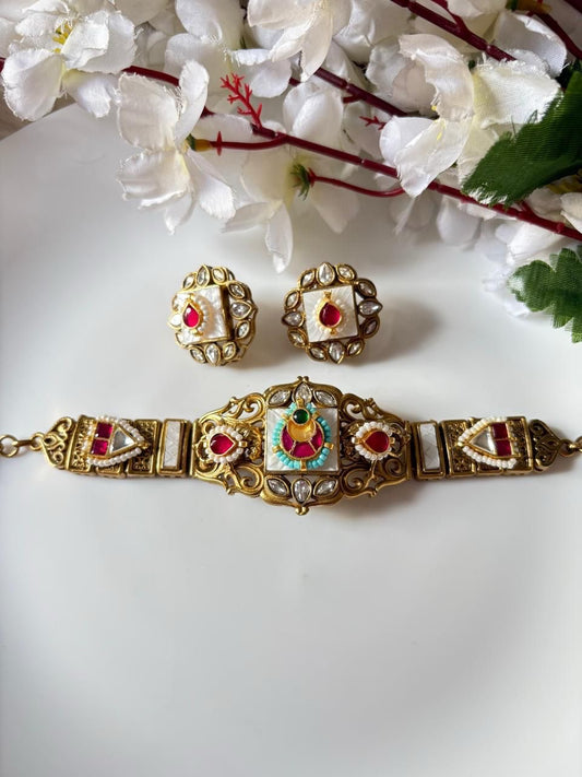 Royal Meenakari Kundan Necklace  & Earrings
