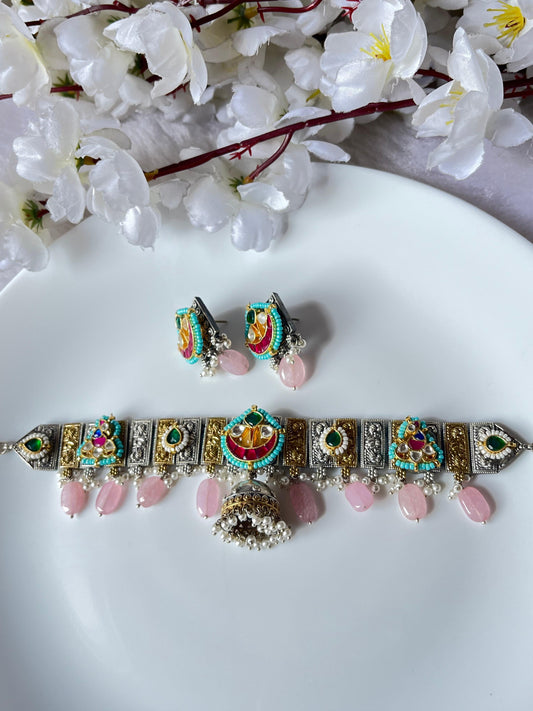 Boho Bloom: Statement Choker with Oxidised Magic