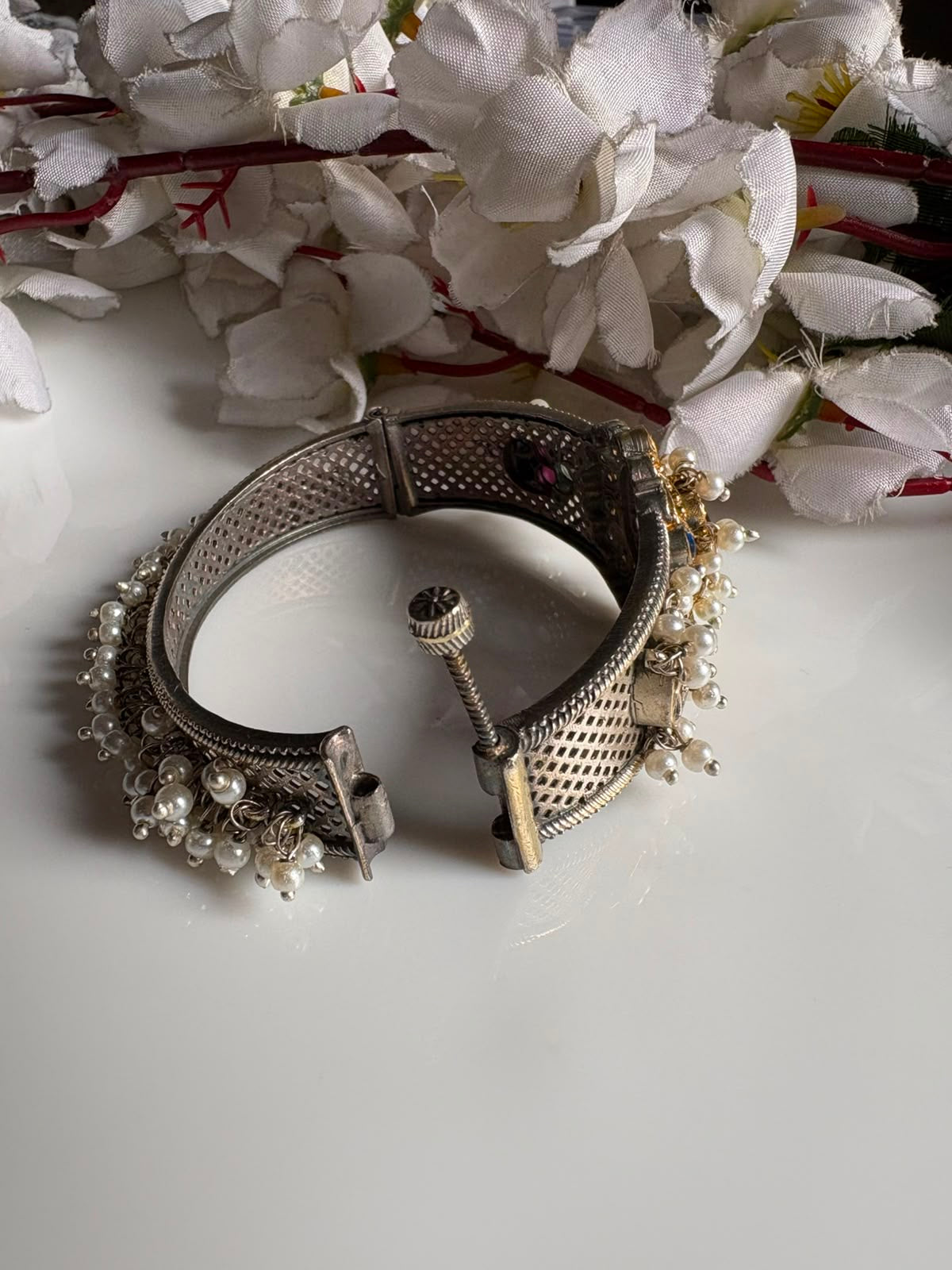 Royal Sapphire Pearl Statement Cuff