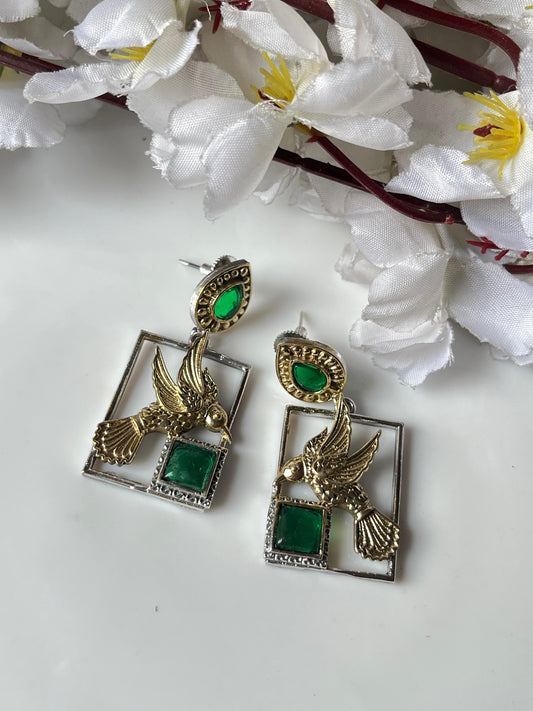 Artistic Bird Motif Statement Earrings