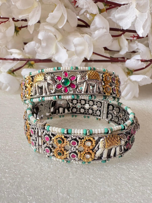 Royal Elephant Motif Oxidised Chudi – Ethnic Charm